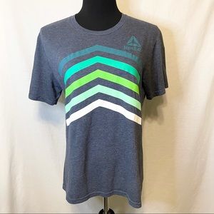 Reebok Striped Blue Heather T Shirt - S